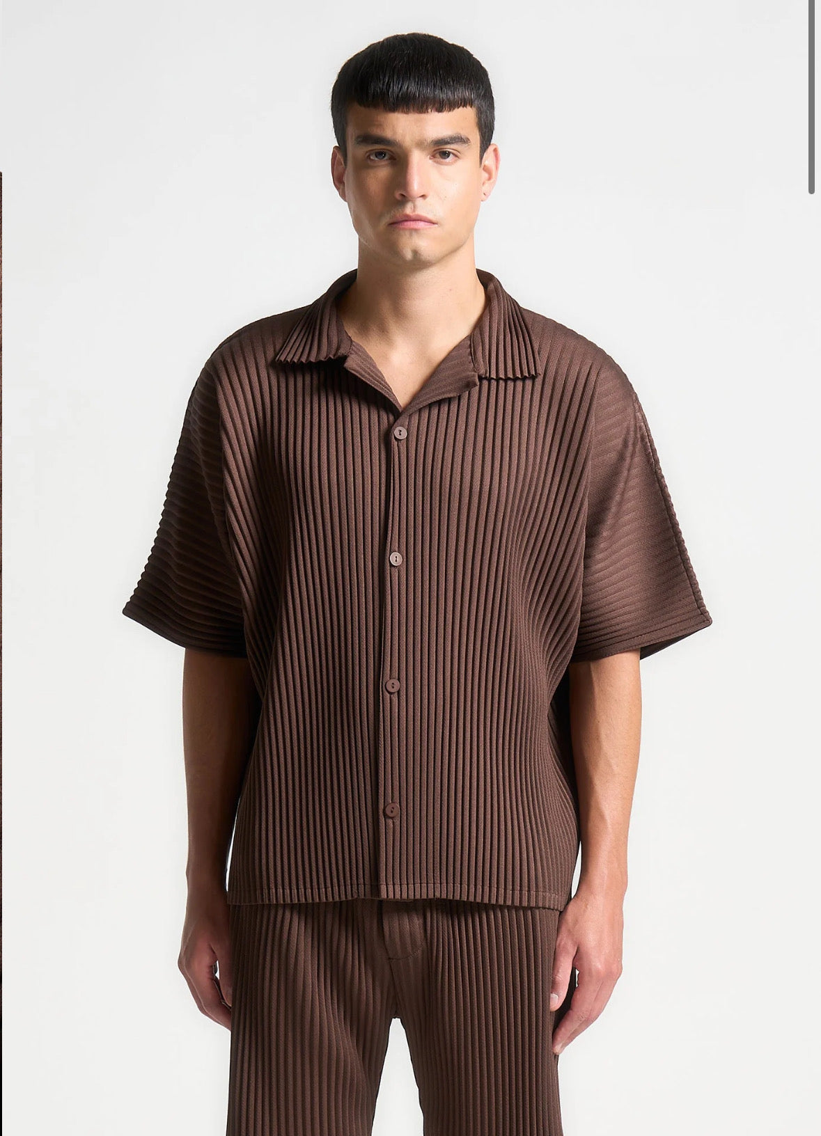 Pleated Shirt - Coffee