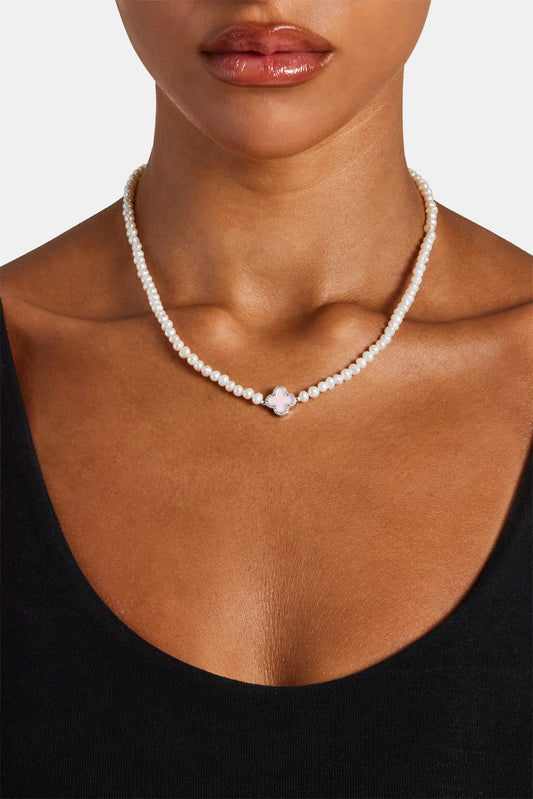 Pink Motif Pearl Necklace - 4MM